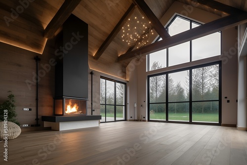 Barn House with fire place in Low Light