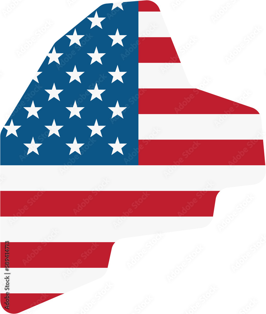 outline drawing of maine state map on usa flag. outline drawing of maine state map on usa flag.