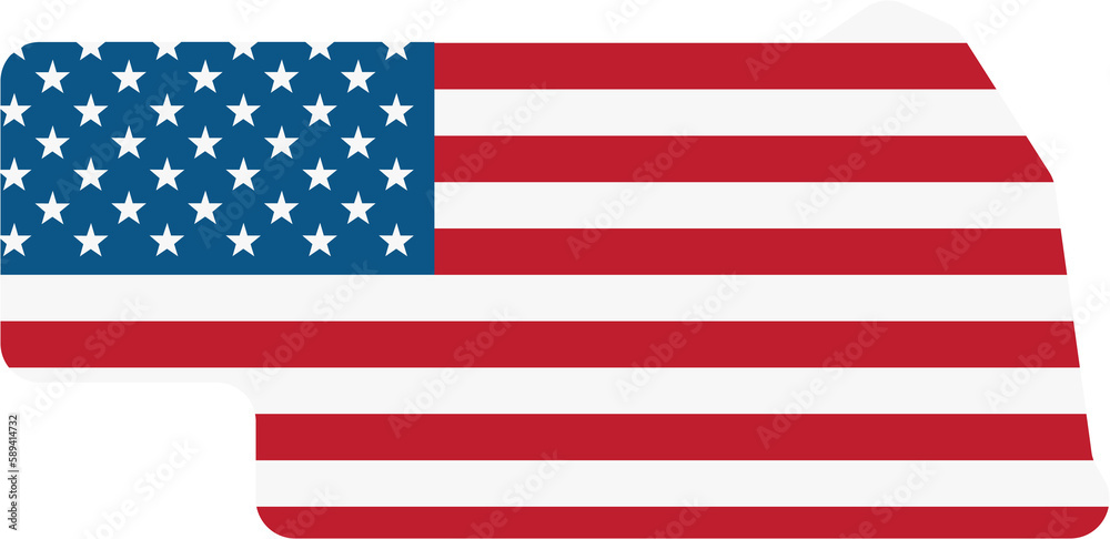 Naklejka premium outline drawing of nebraska state map on usa flag.