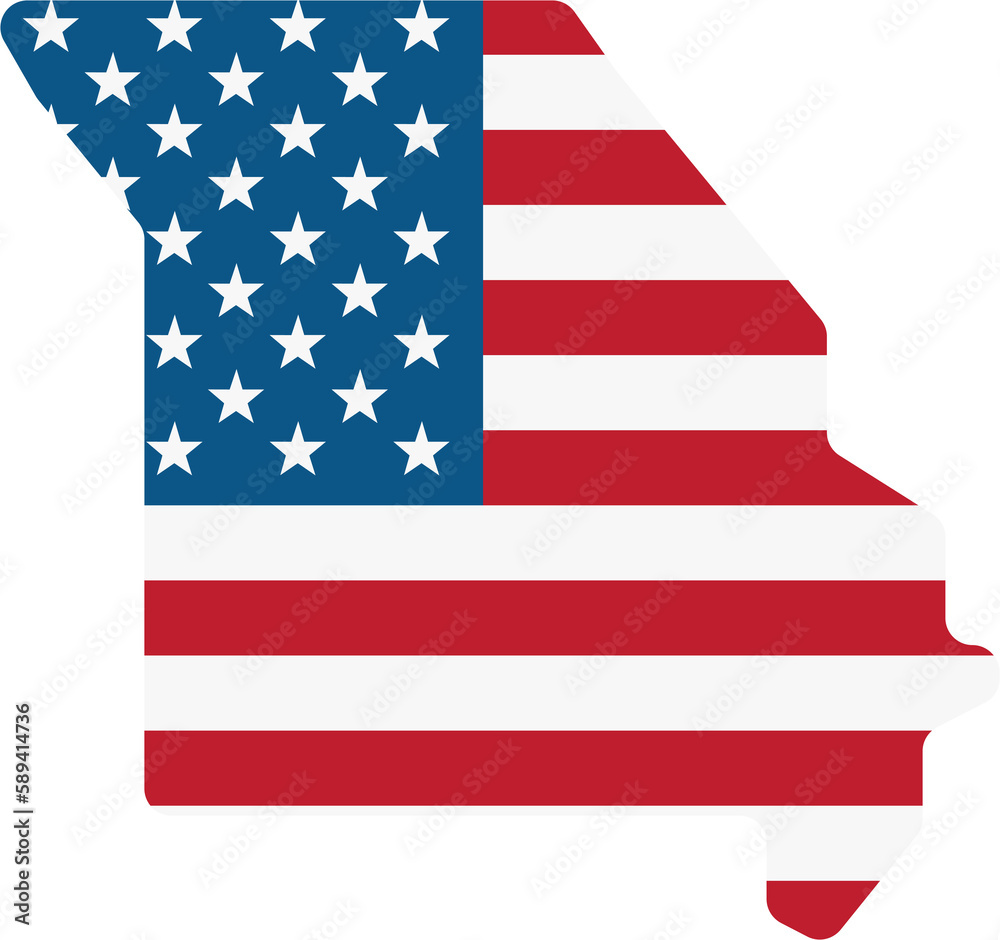 Obraz premium outline drawing of missouri state map on usa flag.