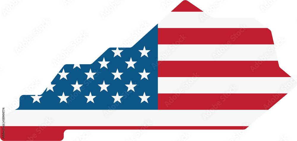 outline drawing of kentucky state map on usa flag. outline drawing of kentucky state map on usa flag.