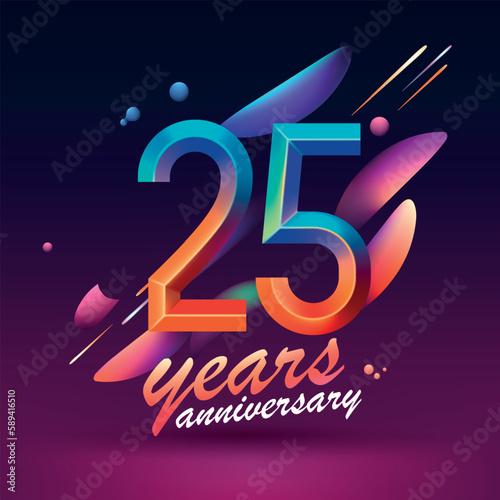 25 years anniversary vector icon, symbol, logo. Graphic background
