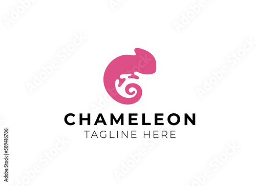 colorful chameleon logo design vector