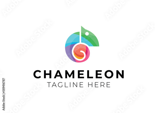 colorful chameleon logo design vector