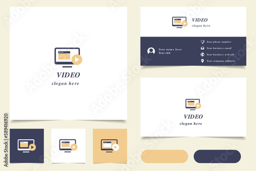 Video logo design with editable slogan. Branding book and business card template.