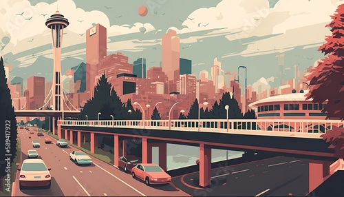 Seattle cityscape (ai generate)
