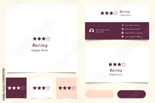 Rating logo design with editable slogan. Branding book and business card template.