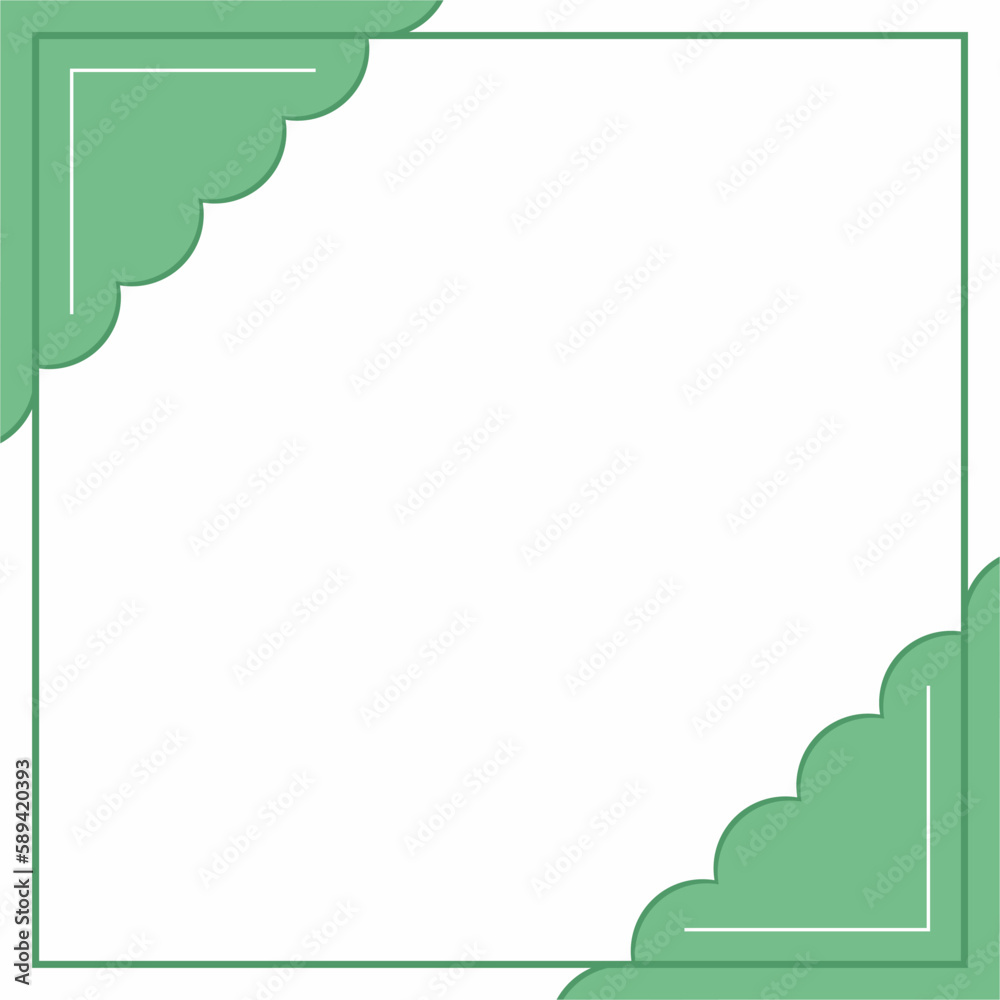 Green and white frame background color with stripe line and wavy circles shapes. Suitable for social media.