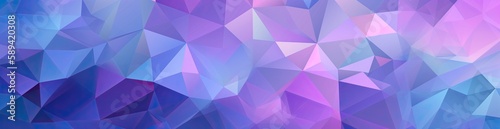 Panorama. Abstract purple magenta teal blue background. Geometric pattern with lines and triangles. Gradient. Illustration. Wide banner. Modern multicolor background with space for design.