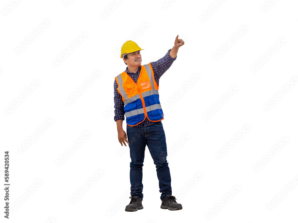 Engineer under inspection and checking project at the building site, Foreman worker in hardhat at the infrastructure construction site Engineer under inspection and checking project at the building site, Foreman worker in hardhat at the infrastructure construction site