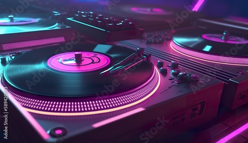 synthwave music Turntables retro 80s (ai generate)