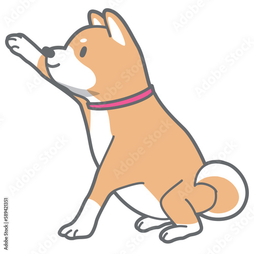 お手をする柴犬のベクターイラスト
