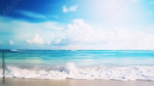 Summer ocean beach background. Illustration AI Generative.