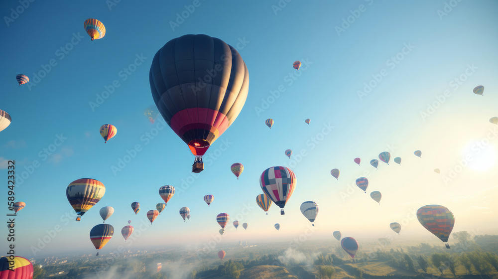 Air ballon background. Illustration AI Generative. Air ballon background. Illustration AI Generative.