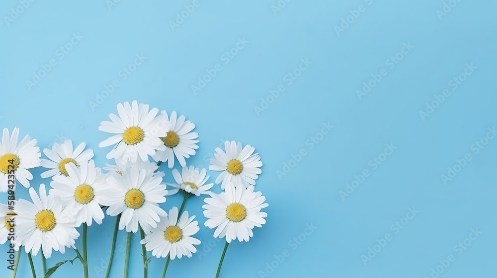 Fototapeta premium Chamomile background. Illustration AI Generative.