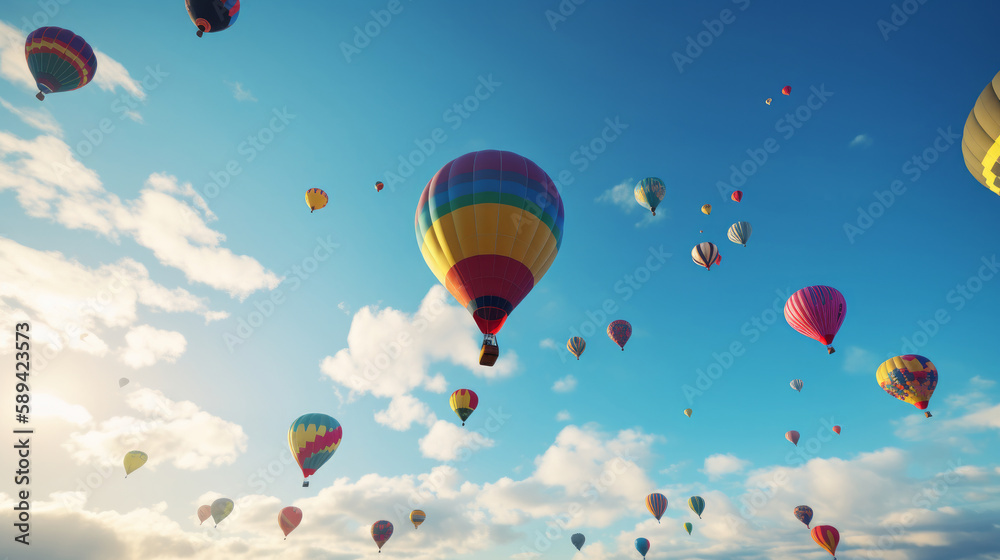 Air ballon background. Illustration AI Generative.