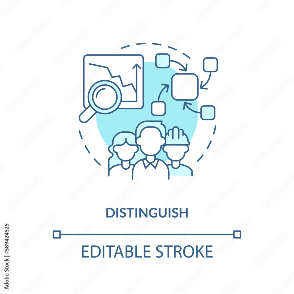 Distinguish turquoise concept icon. Separating internal and external activities abstract idea thin line illustration. Isolated outline drawing. Editable stroke. Arial, Myriad Pro-Bold fonts used Distinguish turquoise concept icon. Separating internal and external activities abstract idea thin line illustration. Isolated outline drawing. Editable stroke. Arial, Myriad Pro-Bold fonts used
