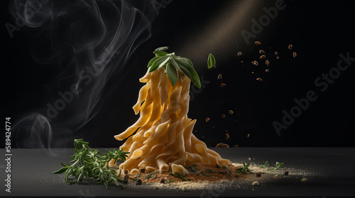 Hot pasta. Illustration AI Generative.