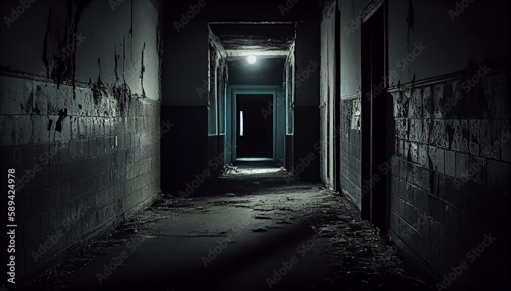 Obraz premium Dirty old hallway. Generative AI