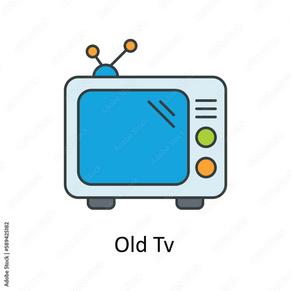 Old Tv Vector Fill outline Icons. Simple stock illustration stock Old Tv Vector Fill outline Icons. Simple stock illustration stock