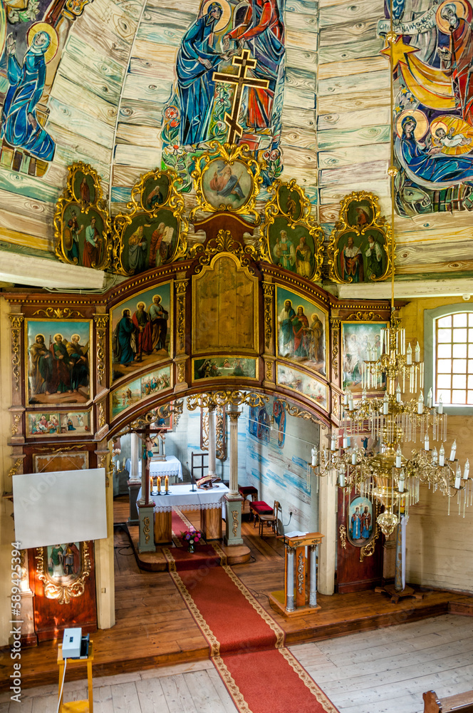 Obraz premium Church of the Nativity of St. John the Baptist. Michniowiec, Subcarpathian Voivodeship, Poland.