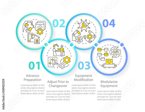 Convert internal elements into external circle infographic template. Data visualization with 4 steps. Editable timeline info chart. Workflow layout with line icons. Myriad Pro-Regular font used photo