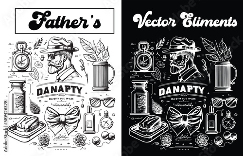 Vector elements for papa, dad, and fathers Day designs, Download vector elements for fathers Day design.
