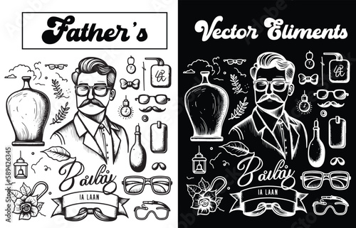 Vector elements for papa, dad, and fathers Day designs, Download vector elements for fathers Day design.