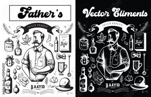 Vector elements for papa, dad, and fathers Day designs, Download vector elements for fathers Day design.