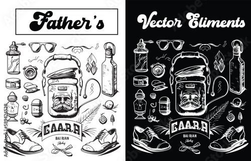 Vector elements for papa, dad, and fathers Day designs, Download vector elements for fathers Day design.