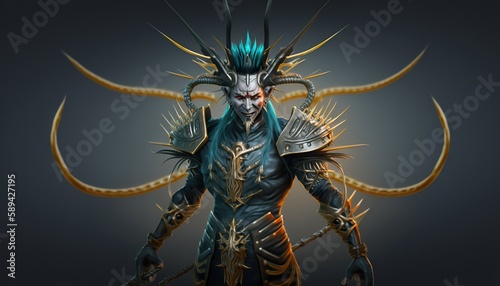 Futuristic demon military warrior king (ai generate)