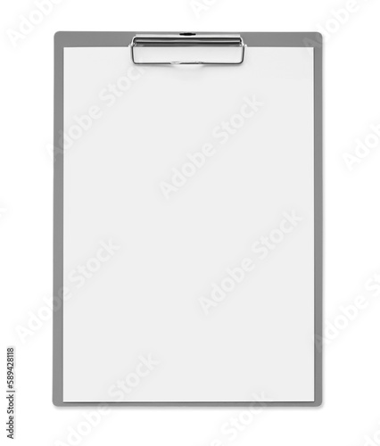 Clipboard with blank white paper mockup, isolated design element transparent PNG photo