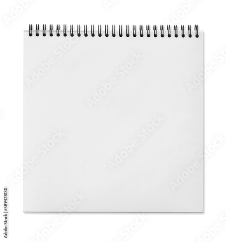 Blank open notebook isolated in transparent PNG, business stationery, school or art background, top view of mockup page, isolated design element