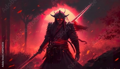 samurai red battlefield (ai generate)
