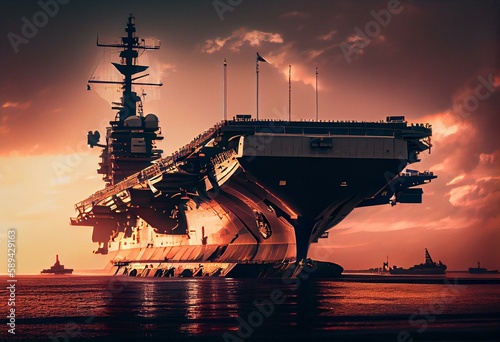 Nuclear aircraft carrier in San Diego. Generative AI