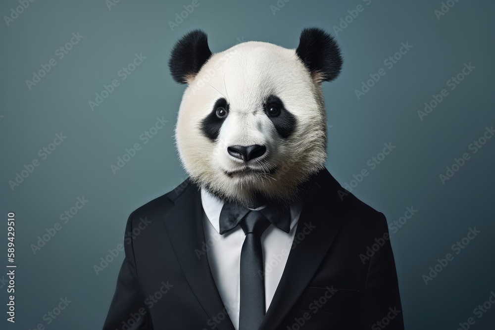 panda posing in business suit panda posing in business suit