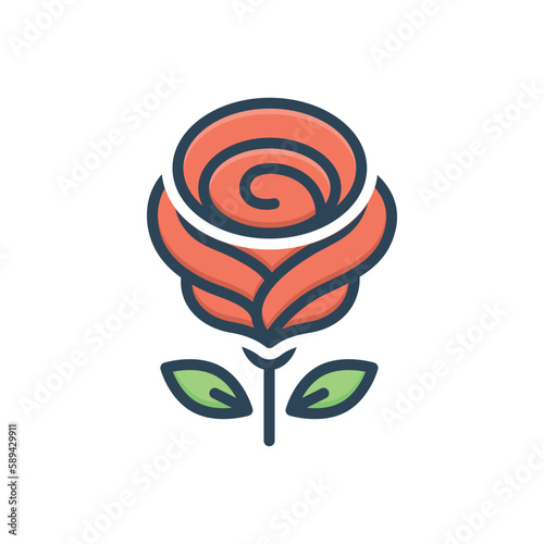 Color illustration icon for rose 