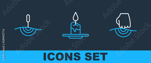 Set line Massage, Acupuncture therapy and Aroma candle icon. Vector