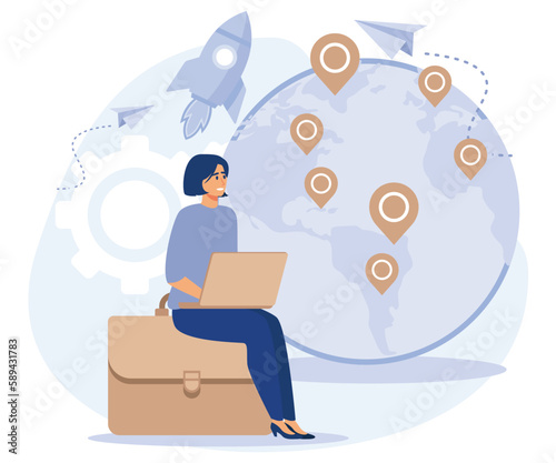 Hiring employees concept, Expat work, job interview, teamwork power, migrant workers, choosing a candidate, prepare for interview. flat vector modern illustration