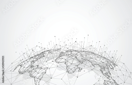 Global network connection. World map point and line composition concept of global business. Vector Illustration
