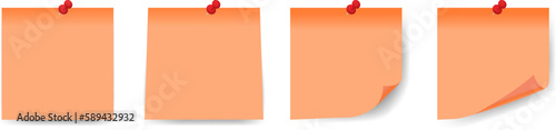 Set of realistic orange sticks. Isolated note collection with shadows. Notes collection with shadow. Vector illustration isolated on transparent background.
