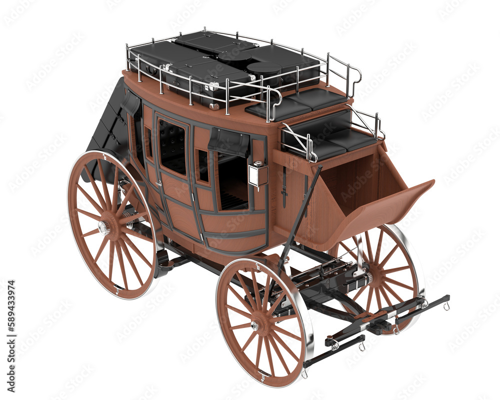 Stagecoach isolated on transparent background. 3d rendering - illustration