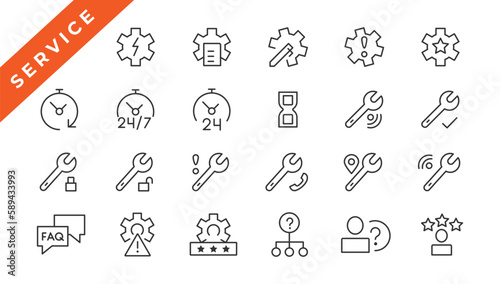 Customer service icon set. Containing customer satisfied, assistance, experience, feedback, operator and technical support icons