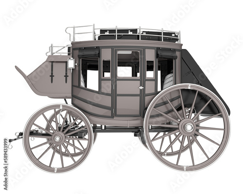 Stagecoach isolated on transparent background. 3d rendering - illustration
