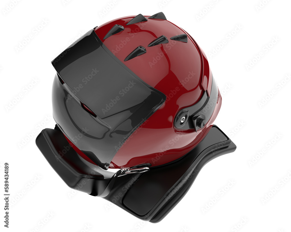 Racing helmet isolated on transparent background. 3d rendering - illustration Racing helmet isolated on transparent background. 3d rendering - illustration