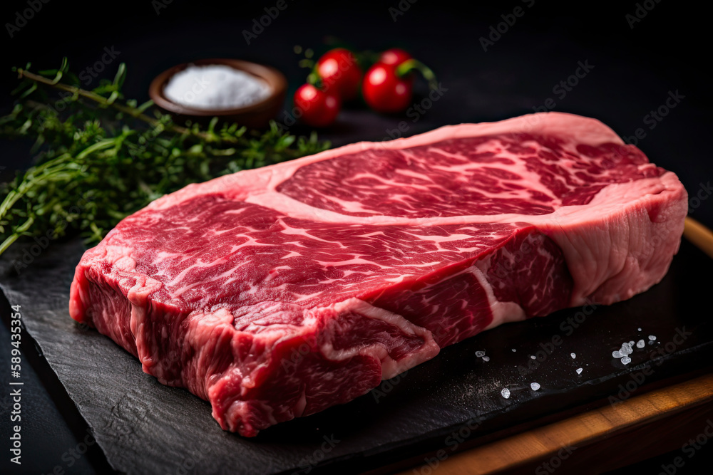Raw Japanese beef sirloin steak