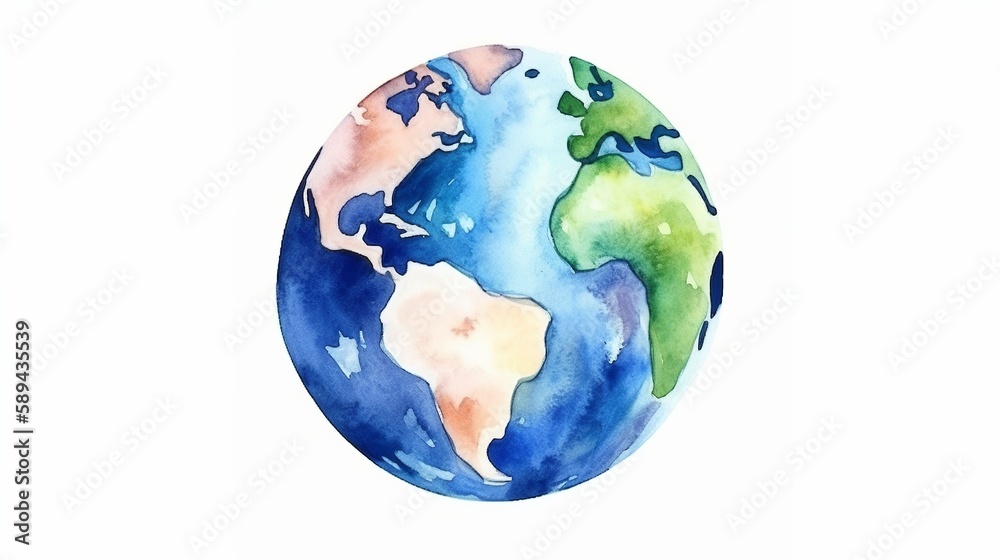 Fototapeta premium hand painted Earth globe. watercolor artwork Generative AI