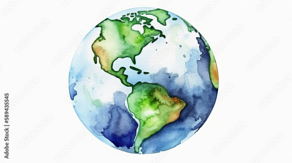 Fototapeta premium hand painted Earth globe. watercolor artwork Generative AI