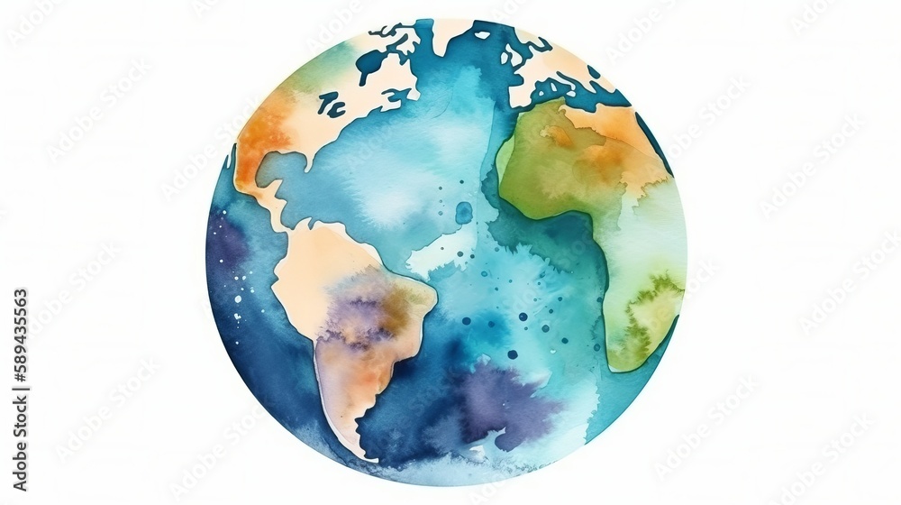 Fototapeta premium hand painted Earth globe. watercolor artwork Generative AI