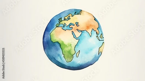 hand painted Earth globe. watercolor artwork Generative AI